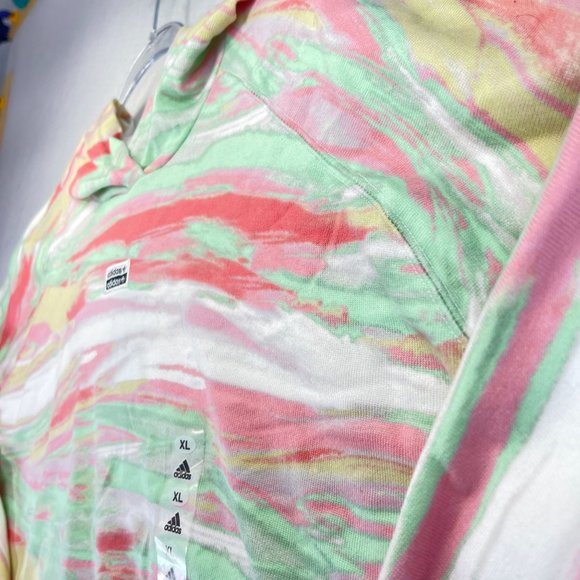 NEW ADIDAS ORIGINALS Womens 1X Plus Cropped Hoodie Multi Color Pastel Pullover - Picture 3 of 11